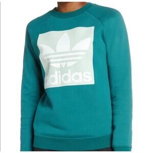 Adidas Originals Women’s Trefoil Crewneck Sweatshirt Green Raglan Cotton Large